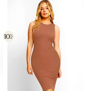 Popilush Shapewear Dress Crew Neck Sleeveless MIDI